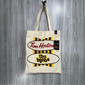 Tim Hortons X Justin Bieber Collab Tim Biebs Collection Canvas‎ Tote Bag NWT